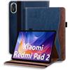 ONETHEFUL Custodia Protettiva per Xiaomi Redmi Pad 2 11 (2025) | in Pelle PU | Apertura Magnetica a Coperchio | Supporto Regolabile | 2 Slot per Carte | Sveglia Automatica | Blu