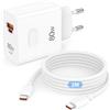 ACAGET 80W per Super-Charge Caricabatterie per HONOR Magic6 Pro RSR 600 Pro | 2-Porte Presa 80W PD Caricatore Rapido con 6A Cavo USB C 2M per HONOR Magic V6 Magic7 6 Lite 90Lite 400 200Lite X9d X8a X8b