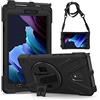 Gerutek Cover per Samsung Galaxy Tab Active 3 8,0 Pollici, Nero | Custodia Robusta Antiurto con Supporto Girevole a 360°, Cinghia per Mano/Spalla, Portapenne, SM-T570/T575/T577