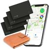 Reyke Scheda Tracker, Compatibile con Apple Dov'è e Google Find Hub | Doppio sistema Android e iOS, ricarica wireless, 1,8 mm, impermeabile IP68, fino a 5 mesi, nero, confezione da 4