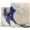 Berkin Arts Custodia per iPad (A16) 11a/10a Generazione (2025/2022) Premium Pelle per Custodia Ukiyo-e Stile giapponese (Hokusai-La grande onda)