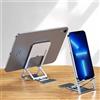 Generic Supporto per telefono, supporto pieghevole e regolabile per iPhone 16, 15, 14, 13, 12, 11 Pro Max XR XS e dispositivi da 4,5-15 pollici, supporto portatile leggero per interni ed esterni, argento