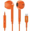 LUDOS FEROX Cuffie USB C, Garanzia 5 Anni, Auricolari USB C In-Ear per iPhone 16 15 Pro Max Plus iPad, Cuffie Type C con Microfono per Samsung Galaxy S24 S23 Ultra S22 S21 FE S20 A53 A54 - Arancione