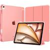 MoKo Cover per iPad Air 13 Pollici Case (M4/M3/M2) con Portapenna | Cover per iPad Air 13 2026/2025/2024, Trifold Sottile Leggera Custodia con Retro in PC Rigido Traslucido, Conchiglia Rosa