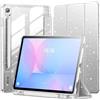INFILAND Custodia per Samsung Galaxy Tab S10 Lite/S10 FE/ S9 FE 5G 10,9 pollici/Tab S9 11 pollici con S Portapenne,Glitterata con Retro Trasparente Scintillante,Adatta Bambini,Ragazze (argento)
