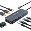 ACASIS Docking Station USB C Dual Monitors, Docking Station per laptop con doppia HDMI 4K@60HZ, 1 VGA 1080P@60HZ, 2 x 5G USBA, audio 3,5 mm, PD100W, hub USB-C 8 in 1 (Grigio scuro)