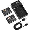 DSTE LI-50B Batteria (2 pezzi) e Caricatore Compatibile con Olympus Stylus 1010 1020 1030 9000 9010 SZ-10 SZ-11 SZ-12 SZ-15 SZ-20