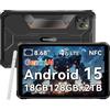 Blackview Tablet Rugged 8 Pollici Android 15 con Penna, Display a 90Hz | GeminiAI, 18GB(6+12) RAM & 128GB ROM(Espandibile fino a 2TB), Rugged Tablet con 4G SIM & WiFi5, NFC, 13MP+8MP, GMS, GPS, Nero