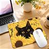 Generic Tappetino per mouse con motivo floreale con gatto, motivo girasole e gatto, per scrivania, base in gomma liscia da 20 cm, antiscivolo, grazioso tappetino per mouse per casa, ufficio, lavoro, computer