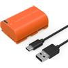 SMALLRIG Batteria 2400mAh per Canon LP-E6NH R6II/R5/R6/R7, Batteria per Fotocamera Ricaricabile con USB-C 2.5H Ricarica Rapida per Canon R, R5C, 5DIII/IV, 6D, 6DII, 7D, 60Da, 70D, 80D, Arancia - 4968
