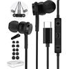 Hoyromany Cuffie USB C per Apple iPhone 16 15 Pro Max Samsung S25 S24 S23 S22 S21 A55 A54 5g A35, Auricolari USB C In Ear Suono Stereo Metallo Suono Stereo Magnetico Auricolari Type C