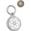 yystao Custodia in metallo per Motorola Moto Tag 2, con strass, con moschettone, design floreale cavo, antigraffio, antiurto (argento)