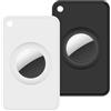HAUXGOGO Custodia per AirTag - Custodia Protettiva Ultrasottile e Morbida | Compatibile con gli accessori AirTag, Adatto per Portafogli, Borse, Zaini, Bagagli (2 pezzi) - Nero/Bianco