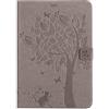 SATURCASE Custodia protettiva a portafoglio in pelle PU con motivo albero di gatto in rilievo, con chiusura magnetica, scomparti per carte di credito, per Samsung Galaxy Tab A 9.7 SM-T550 T555