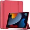 ProCase Cover con Portapenna per iPad 10.2 9a/8a/7a Generazione (2021/2020/2019) - Custodia Compatibile con iPad A2602, A2603, A2604, A2605, A2270, A2428, A2429, A2430, Rosso