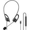 fesoklaf Cuffie auricolari aperte con cavo USB C con microfono, auricolari sportivi, controllo in linea, conduzione d'aria, cuffie stereo cablate con cancellazione del rumore, per chiamate, lavoro