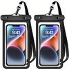 Generic 2 custodie universali impermeabili per telefono, IPX8, custodia per iPhone 14, 13, 12, 11 Pro Max, Samsung Galaxy fino a 7 pollici, nero