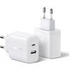 UGREEN Zapix 20W Caricatore USB C GaN 2Pack Caricabatteria Ricarica Rapida | 2 Porte Compatibile con iPhone 17 Pro MAX Air 16 15 14 Galaxy S26 S25 S24 A57 A76 Z Flip 7 Tab A11+ Google Pixel 10 9 8