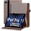 ONETHEFUL Custodia Cover per iPad Pro 11 (2022/2021/2020/2018) Protettivo con Pencil Holder Supporto in Pelle PU Compatibile per iPad Pro 11 (4a/3a/2a/1a Generazione) Auto Svegliati/Sonno cachi