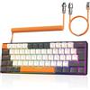 ZIYOU LANG T60 Tastiera da Gioco Cablata con Cavo USB C a Spirale, Compact 60% UK Layout(QWERTY), 19 Rainbow RGB Light Up Tastiera Meccanica Tattile Brown Switch Mini 62 Tasti per PC Mac - Tè Al Latte