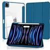 4UBonLife Custodia per iPad Pro 11 pollici 2022/2021/2020/2018 (4a/3a/2a/1a Generazione) con Portapenne, Cover Retro Rigido Chiaro Trasparente, Smart Case Antiurto Anti-Ingiallimento, Blu Pavone