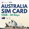 BeachSIM Scheda SIM Australia 30 giorni. 12 GB di Dati a Velocità 4G/5G. Solo Scheda SIM Dati Prepagata. Roaming 0 in Nuova Zelanda. Attivazione Rapida. Compatibile con iOS e Android