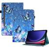 CXTCASE Custodia per Samsung Galaxy Tab S9 2023 (SM-X710 / X716B / X718U) 11.0, PU Intelligente Tablet Cover Samsung Galaxy Tab S9 2023, Tablet Custodia con Slot per Schede, Fiore Farfalla