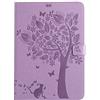 SATURCASE Custodia protettiva a portafoglio in pelle PU con motivo albero di gatto in rilievo, con chiusura magnetica, scomparti per carte di credito, per Samsung Galaxy Tab A 9.7 SM-T550 T555 (viola)