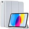 ProCase Cover iPad A16 11 Gen 11 Pollici 2025/iPad 10 Gen 10,9 Pollici 2022 | Custodia iPad (A3354 A3355 A3356 A2696 A2757 A2777) Auto Svegliati/Sonno con Portapenna -Argento