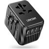 LENCENTE Adattatore Universale da Viaggio, Spina Internazionale con 4 USB | Caricatore USB Presa da Parete per Viaggio in Tutto il Mondo per UE a UK, AUS, AUS (Spina di Tipo C/G/A/I) -Nero