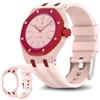 ToVioc Cinturini Silicone per Swatch Royal Pop Savonnette (Corona alle 3) | Unisex Ipoallergenico, Morbido Silicone Cinturino con Cover ABS Integrata per AP x Swatch Royal Pop - Rosa