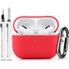 Generic Custodia per AirPods Pro/Pro 2 con kit, custodia protettiva in silicone morbido con portachiavi, rosso