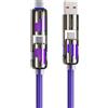 Generisch Cavo di ricarica USB 4 in 1 con funzione di ricarica rapida, borsa per il trasporto per USB-C e USB, potenza massima 240 W, cavo con indicatore luminoso per dispositivi versatili, trasferimento dati
