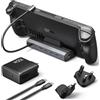 JSAUX 6 in 1 Docking Station con Caricatore 100 W per Steam Deck | HB0603, Dock 6-in-1 con HDMI 4K@120Hz, Ethernet Gigabit, 3 USB-A 3.0 e Ricarica da 100W, Compatibile con Steam Deck OLED