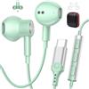 AIAUXAI In Ear Cuffie USB C per Samsung S26 S25 S24 S23 A56 A16 A17 Ciano | Microfono e Controllo Volume, Design Magnetico, Auricolari con Filo per iPhone 17 16 15, Cuffiette per Google 10 9 per Xiaomi