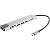 Dpofirs Docking station 8 in 1, da Type-C a 4K per docking station multifunzione portatile HDMI, adattatore dock station per caricabatterie rapido in lega di alluminio a 8 porte, accessorio per PC