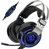 ENHANCE Scoria Cuffie Gaming USB con Virtual Surround Sound 7.1, Cuffie di Gioco , Basso e Vibrazioni Regolabile , LED Luci Regolabili 5 Colori , Controllo Volume e Microfono Retrattile - PC