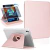 Koze Custodia Rotante per iPad Pro 11 pollici M5 2025 / M4 2024 (iPad Pro 11 6a/5a generazione) con portapenne, Cover Girevole a 360° Supporto Retro in Acrilico Trasparente Antiurto, Oro Rosa