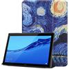 Saturcase - Custodia per Huawei MediaPad T5 da 10,1, in pelle PU, pieghevole, con supporto, custodia protettiva per tablet Huawei MediaPad T5 da 10,1 KN-9