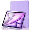 Palkitsee Custodia Cover per iPad Air 11 Pollici M4 2026/M3 2025/M2 2024 e Air 5ª/4ª 10,9 2022/2020 con Portapenne, Smart Magnetica Trifold, Antiurto, Supporta Pencil 2 Gen, Auto Sveglia/Sonno, Viola