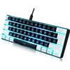 abucow Tastiera da gioco minimalista portatile cablata ultra-compatta mini imitazione 61 tasti tastiera retroilluminata RGB (nero-bianco)