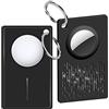 jiuzcare Custodia Per AirTag 2021, 2 Pezzi Custodia A Portafoglio Per Accessori Airtags formato carta di credito Supporto Tracker Per Airtag Localizzatore GPS Carta Portatile, Strisce Nero
