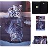 Succtop Custodia Galaxy Tab A6 Cover di Pelle PU Funzione Sonno/Svegliati Auto Custodia Slot per Card Portafoglio Cover Tablet per Samsung Galaxy Tab A 2016 10.1 Pollici SM-T580/SM-T585 Gatto e Tigre
