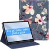 FINTIE Cover per iPad Pro 11 Pollici (M5 2025 / M4 2024) con Portapenna | Multi-angli Slim Fit Folio Cover Custodia con Pocket e Auto Sveglia/Sonno, Blooming Hibiscus
