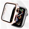 Generic Pellicola protettiva in vetro temperato per Apple Watch serie SE 11 10 9 8 7 6 5 4 40 mm 44 mm 41 mm 45 mm 49 mm 42 mm 46 mm custodia protettiva paraurti impermeabile per iwatch. (40 mm, bianco/oro