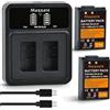 Massate Confezione da 2 batterie EN-EL25 da 1600 mAh ad alta capacità + caricatore rapido LED PD20W, ricarica completa in 2,5 ore, batteria EN-EL25 per Nikon Z30, Z50, Z50II, ZFC e caricabatterie MH