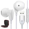 ASKUBSKU Cuffie USB per Computer,In Ear Auricolari PC con Filo per Chromebook PS 5 4 | Auricolare Gaming con Microfono Cancellazione Rumore Funzione Disattivazione Audio Controlli per Trasmissione diretta Office