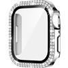 Generic Custodia a doppia fila diamantata compatibile con Apple Watch 46, 45, 44, 42, 41, 40 mm, con pellicola protettiva integrata per lo schermo per serie 11/10/9/8/7/6/5/4/3 (colore: argento, serie 7/8/9