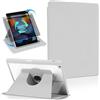 Koze Custodia Rotante per iPad 10,2 Pollici 9a / 8a / 7a Generazione 2021 2020 2019 con Portapenne, Protezione con 360 Gradi di Rotazione, Supporto Cover Retro Trasparente Antiurto Grigio Chiaro