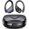 CASCHO Cuffie Bluetooth, Sport Auricolari Bluetooth 5.3 con Gancio per Orecchio, 60H con Indicatore LED per Cassa di Ricarica, Chiamata ENC HD, Vestibilità Comoda, Basso Profondo, IPX7 Impermeabile(Nero).
